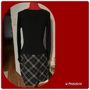 WHBM, ribbed knit top dress w/plaid skirt look bottom, lined. Like new condition